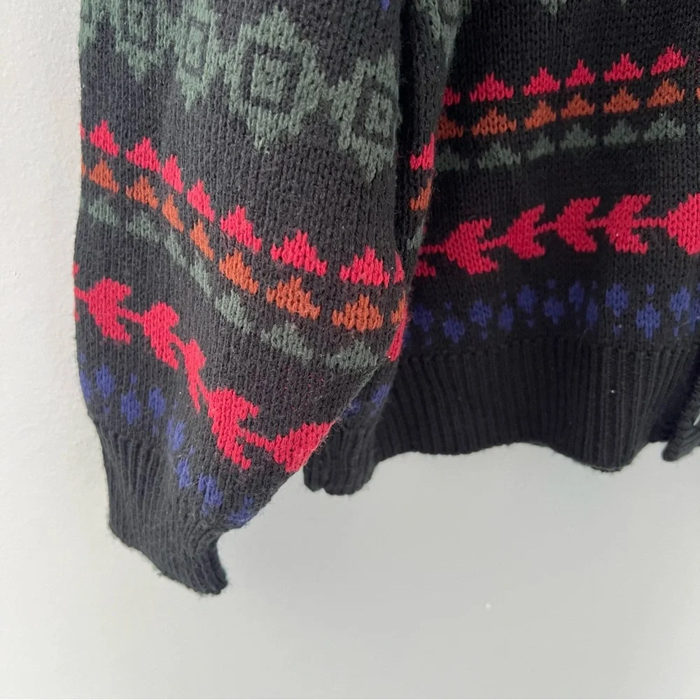 Vintage Fair Isle Print Sweater Cardigan